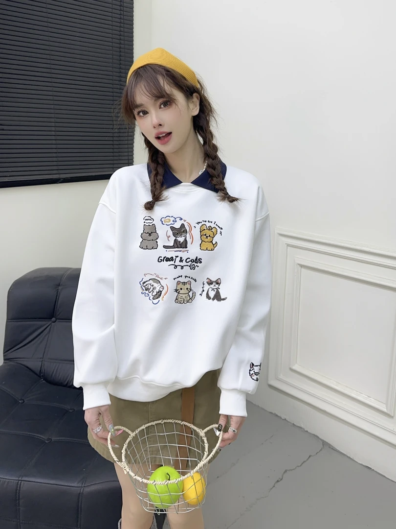 2531春季新款重工刺绣翻领时尚百搭潮流卫衣