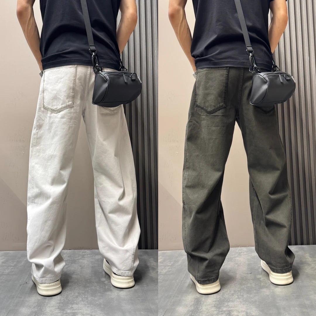 2025秋季美式设计感潮流时尚直筒休闲裤男高级感宽松阔腿弯刀裤