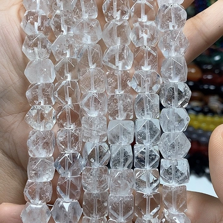 玛瑙/玉髓未镶嵌珠宝半成品天然白水晶卡10mm