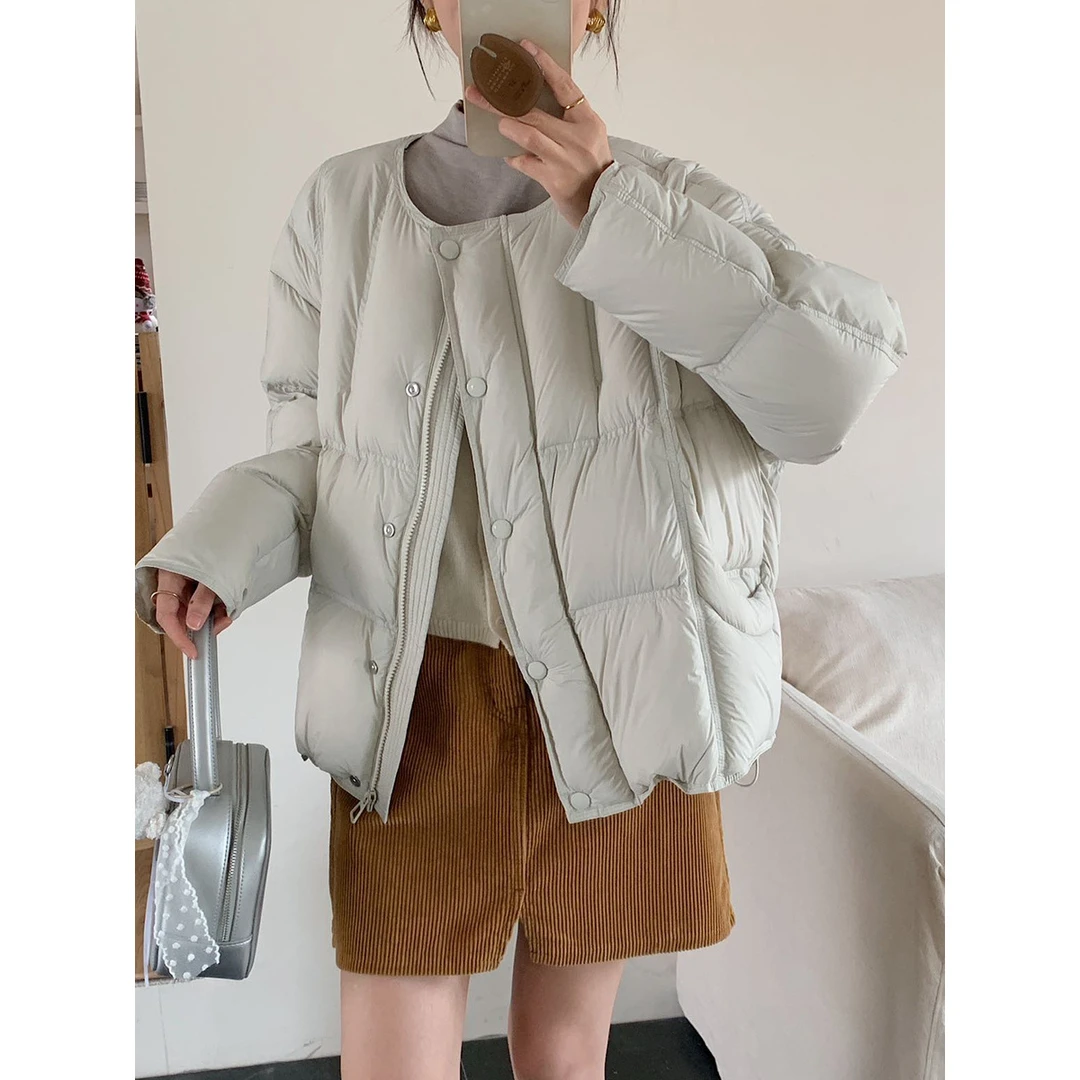 DUCURNO韩系圆领羽绒服女2026冬季新款时尚甜美轻薄保暖百搭外套