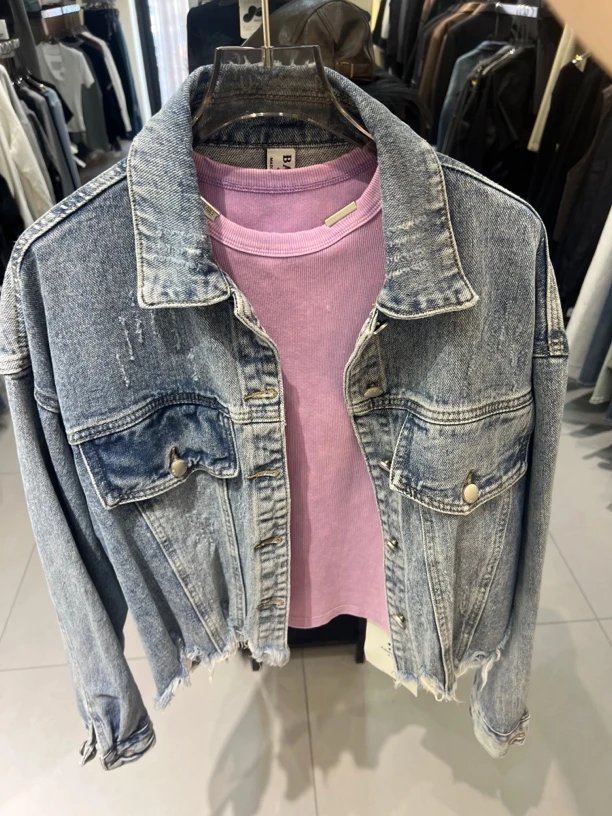 牛仔后背字母外套 140斤内