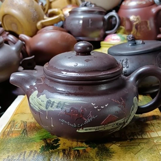 茶壶紫砂宜兴原矿紫罗兰柴烧手工320cc紫砂壶