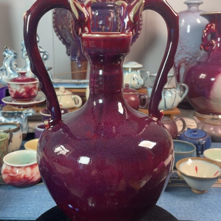 摆件钧瓷双龙尊。。。。。