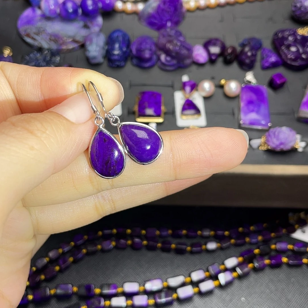 银S925镶嵌苏纪石（舒俱来）耳环