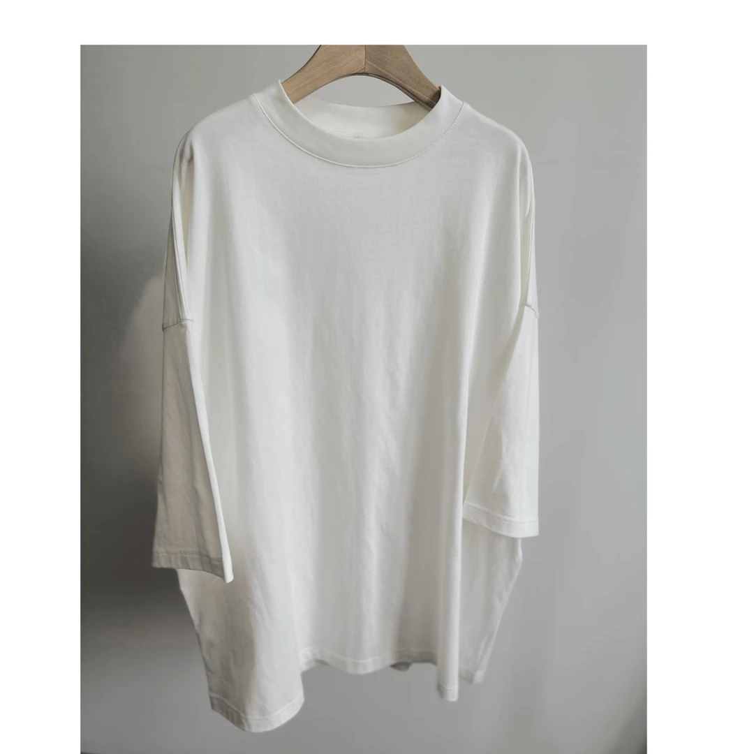 row风 简约休闲t恤超大廓形高克重纯棉慵懒短袖T恤衫