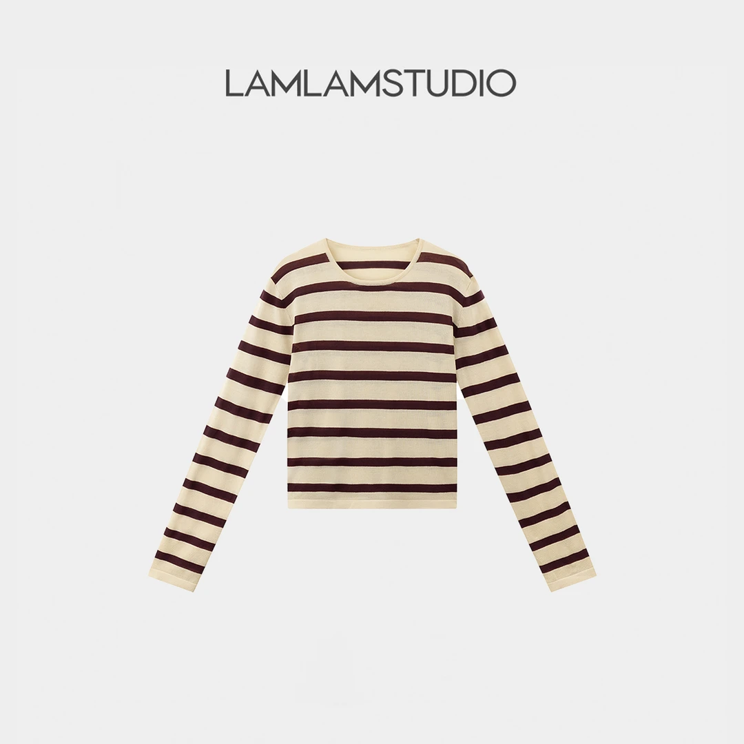 “红砖条纹”长袖时尚百搭圆领套头  张一琳