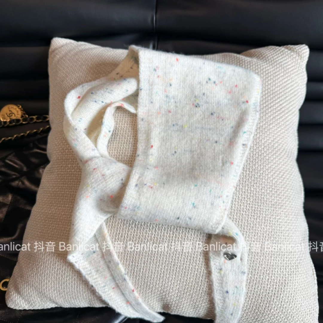 氛围感韩版彩虹波点三角巾披肩头巾女 围脖软糯舒适可爱针织围巾