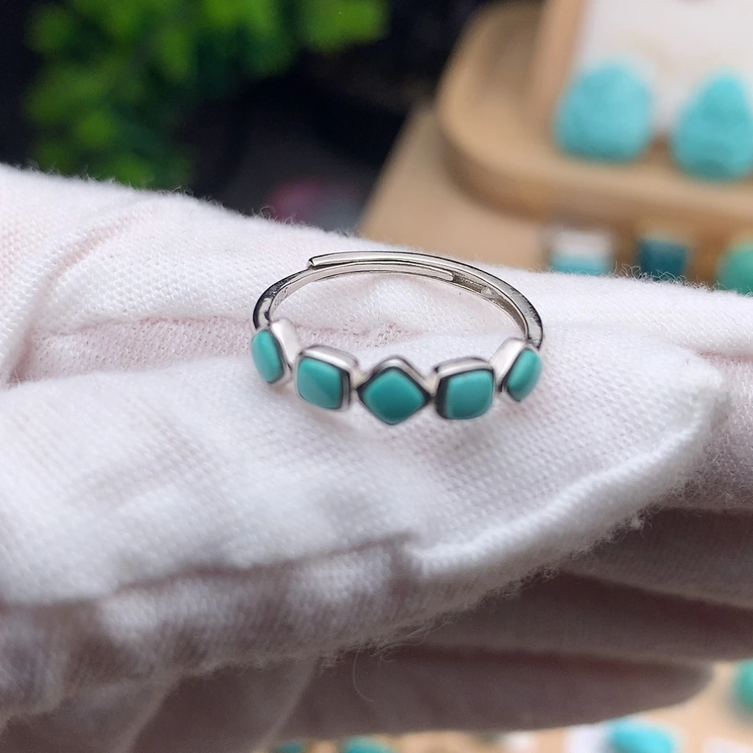 绿松石珠宝奇石银S925镶嵌