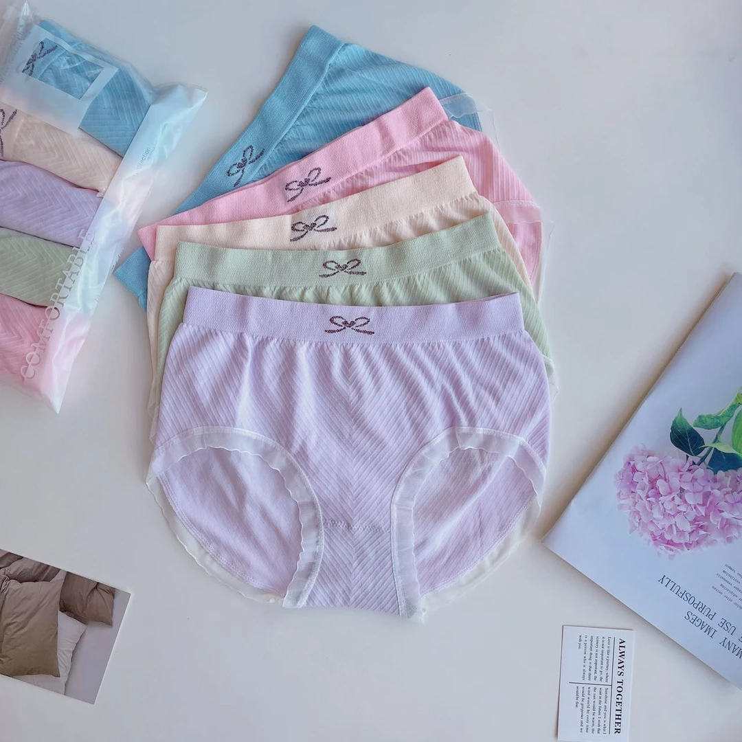 【新款五条】女士蕾丝花边石墨烯底裆提花腰边高弹舒适柔软80-140