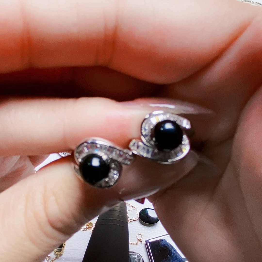 翡翠银S925镶嵌耳饰