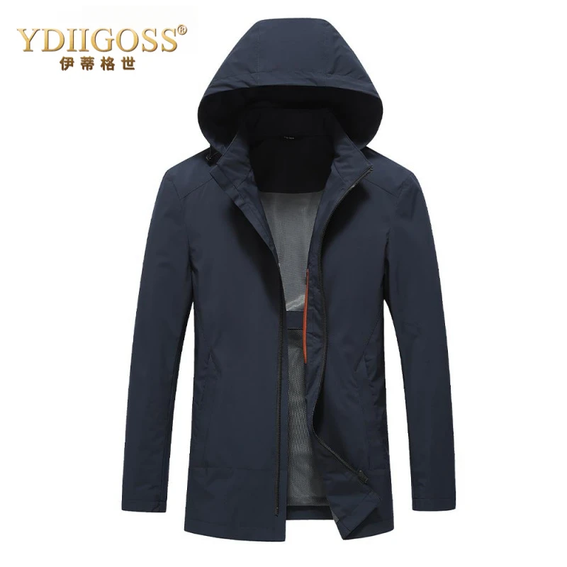 YDIIGOSS商务休闲夹克男士春秋时尚高级感单层薄款可脱卸帽子中年