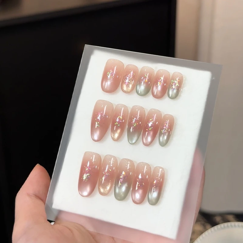 【欧珀石专属】彩色玻璃珠猫眼气质春季元气美甲纯手工穿戴甲