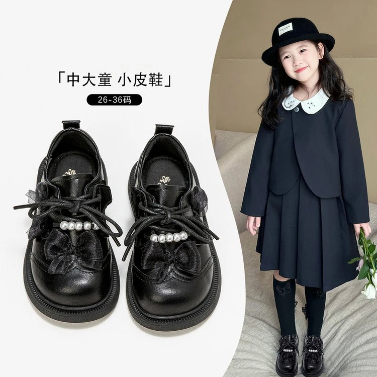 女童小皮鞋春季2025新款儿童公主鞋黑色洋气休闲乐福鞋英伦风女孩