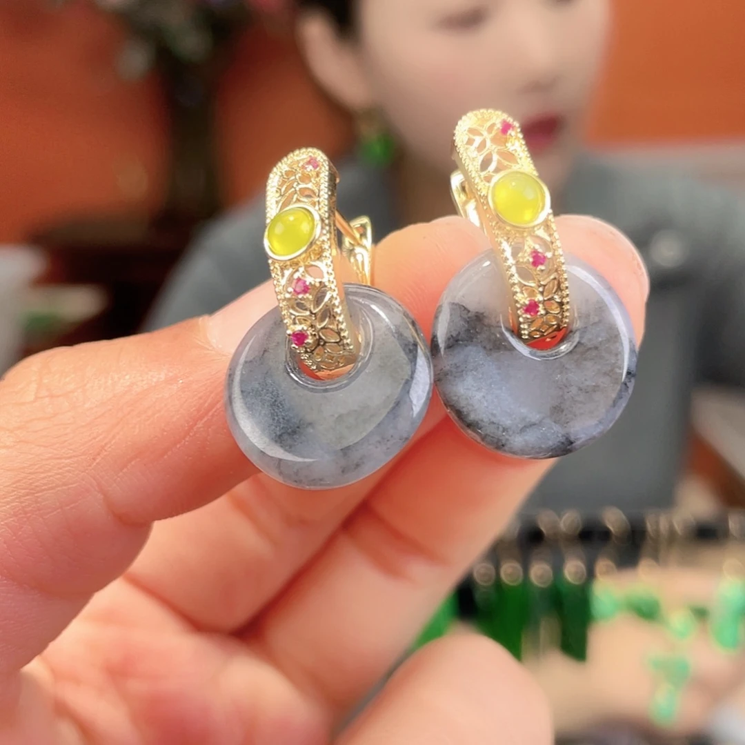 翡翠未镶嵌耳饰饰品