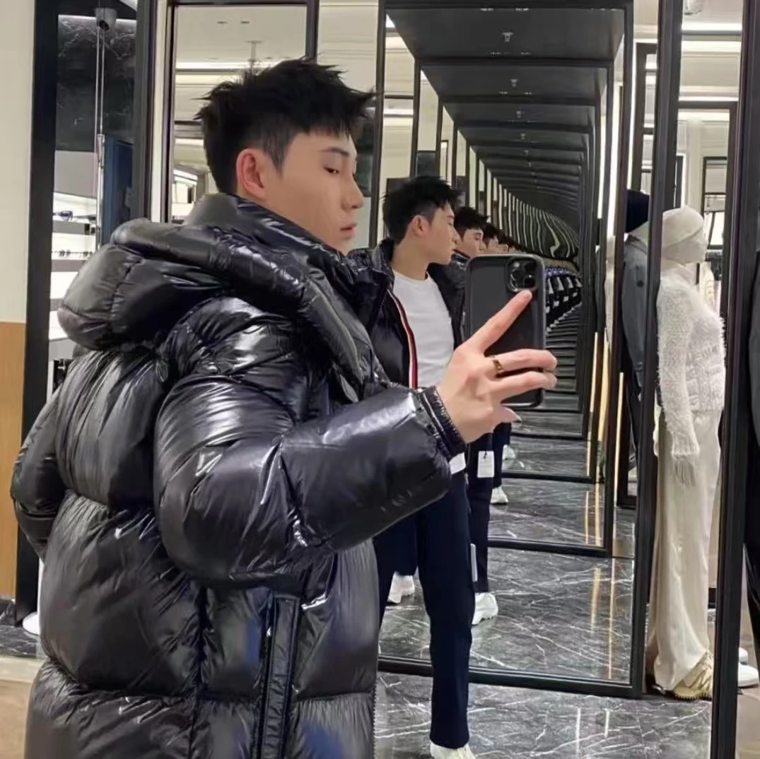 MK正版经典双拉链三彩条纹羽绒服时尚百搭羽绒服