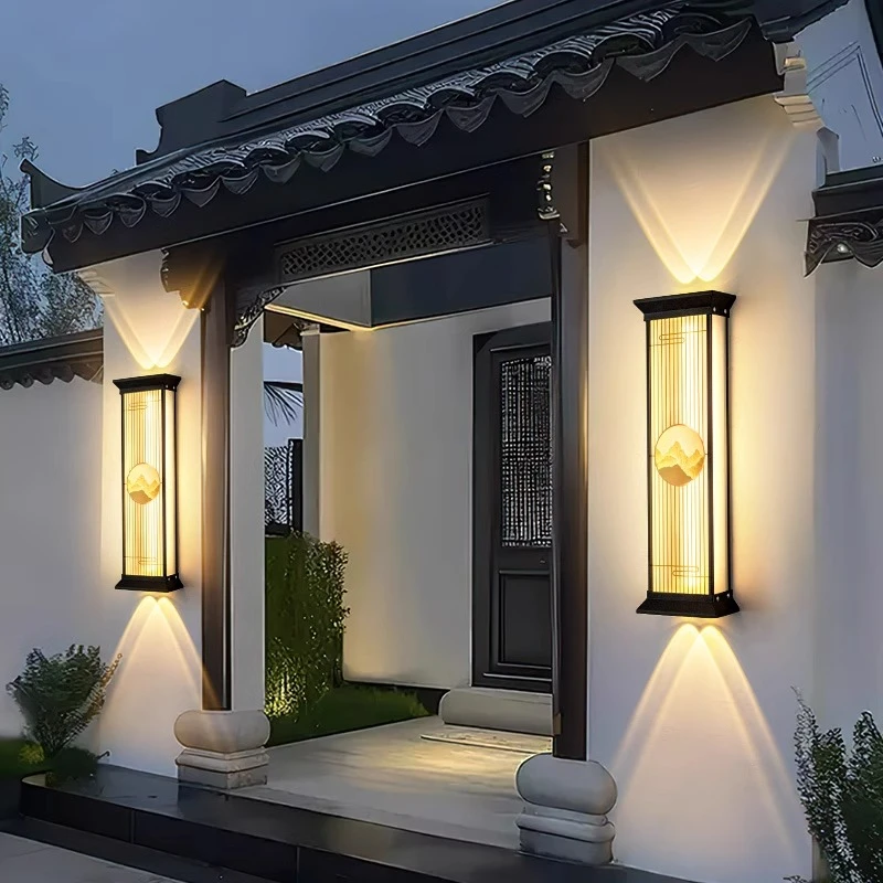 户外壁灯上下射灯日照金山防水庭院别墅外墙灯室外露台门口墙壁灯