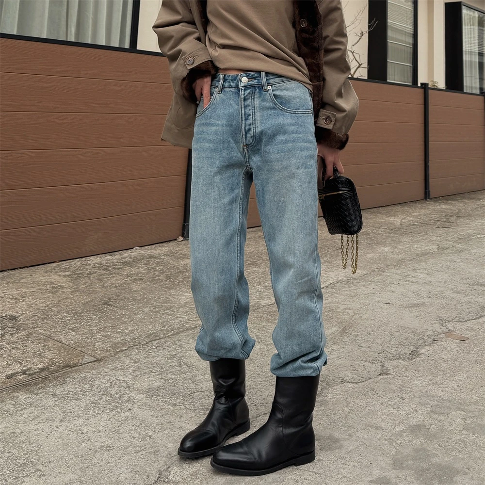 JunJun秋冬法棍牛莱赛尔显腿瘦蓝牛仔裤JJ2784