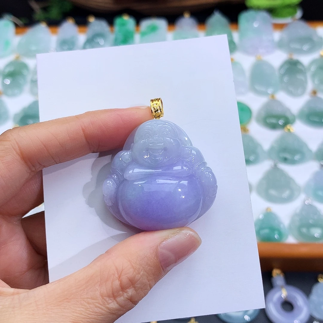 翡翠18K金镶嵌颈饰翡翠吊坠