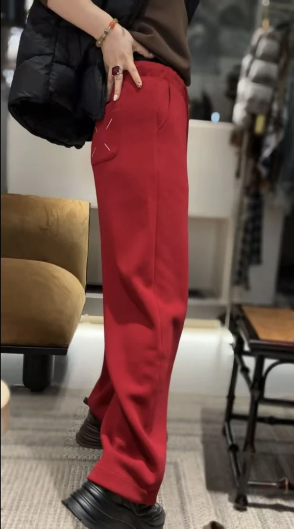 JING2025冬季新款58801抽绳高腰直筒裤宽松休闲长裤拉绒保暖女裤