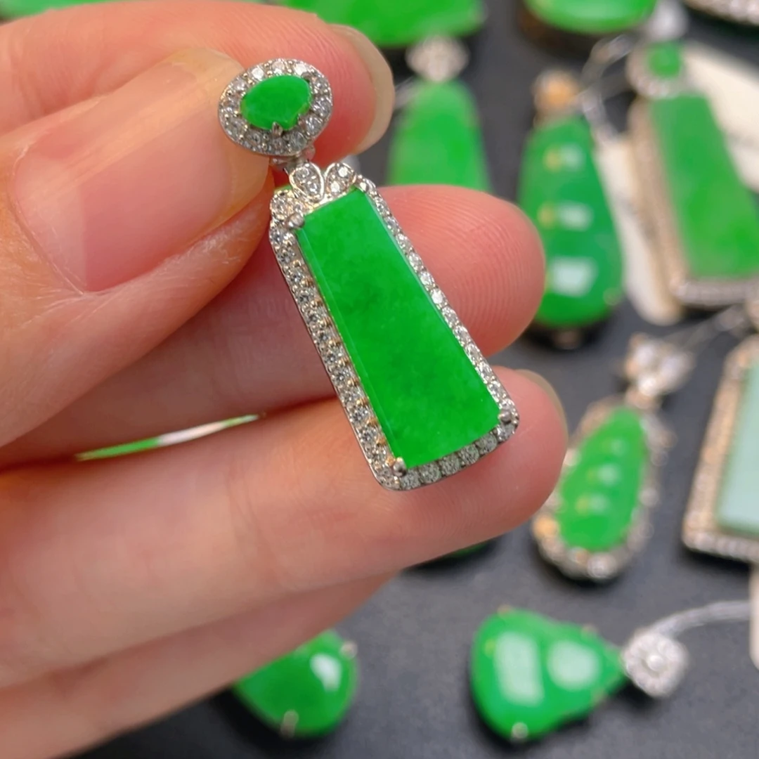 翡翠银S925镶嵌吊坠(不含链)