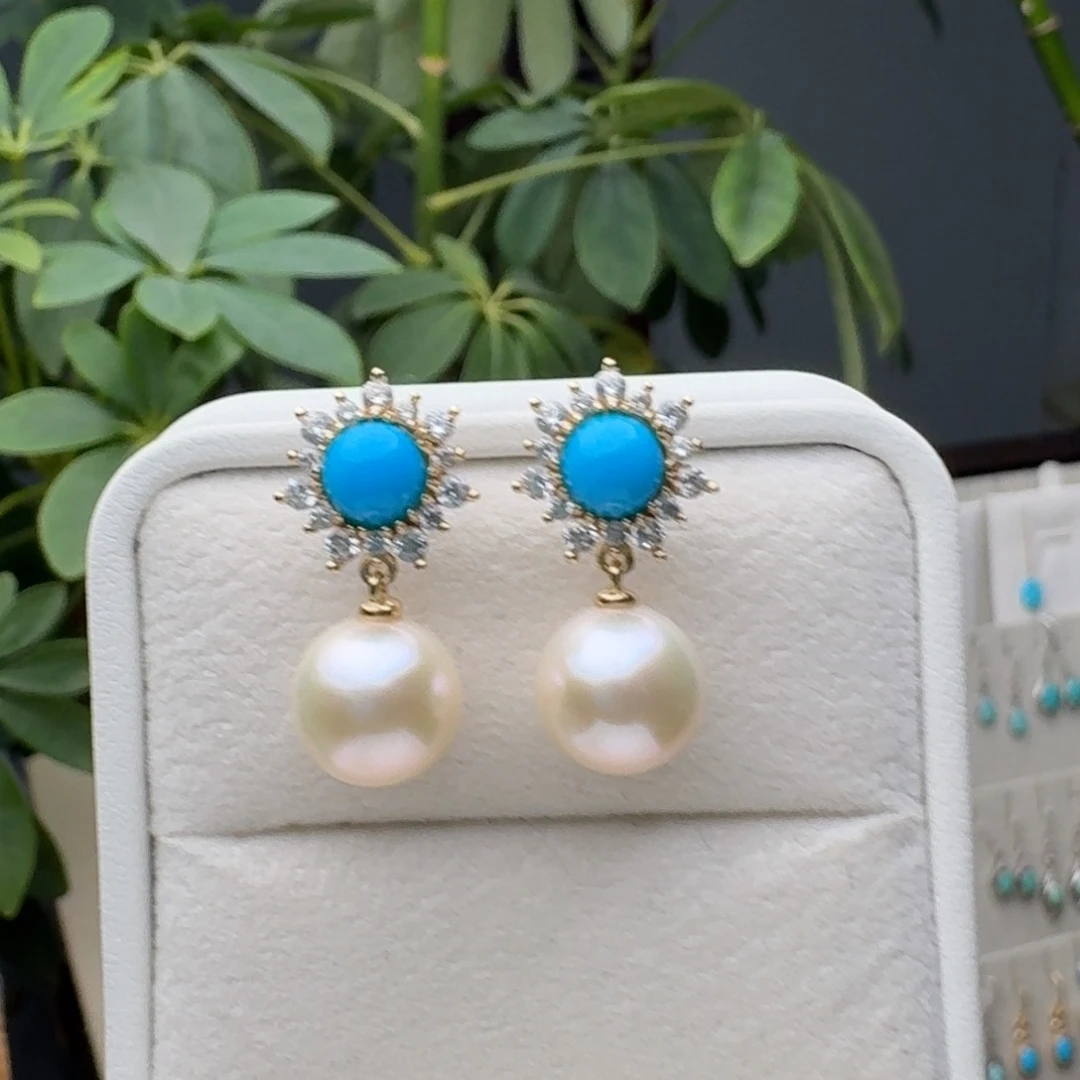 绿松石未镶嵌耳饰耳环