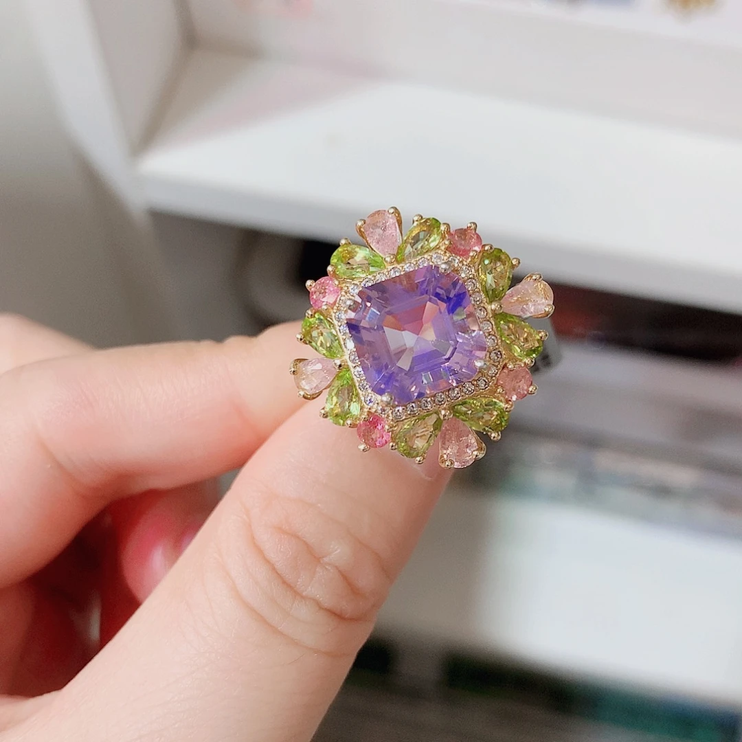 银S925镶嵌戒指紫晶