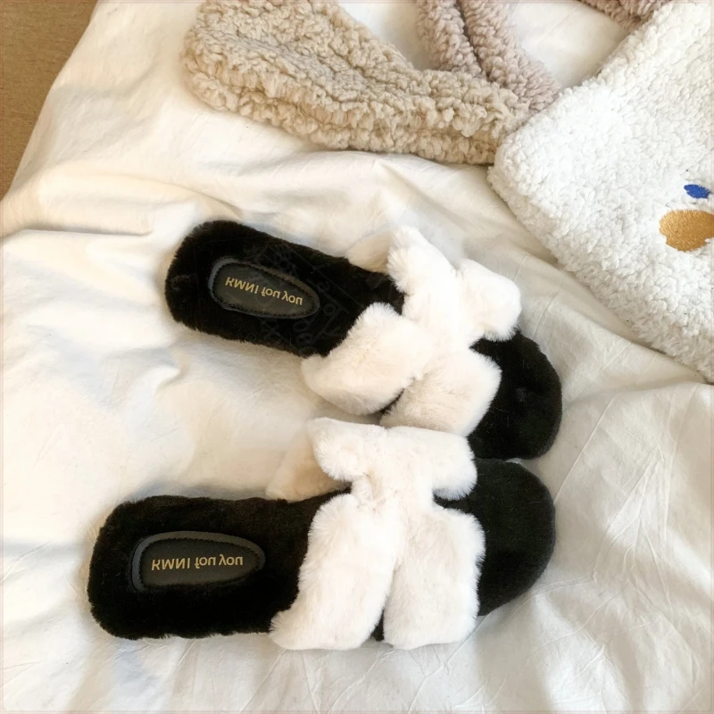 2025新款秋冬厚底毛毛拖鞋女外穿晨袍保暖拖鞋一字居家棉拖毛毛鞋