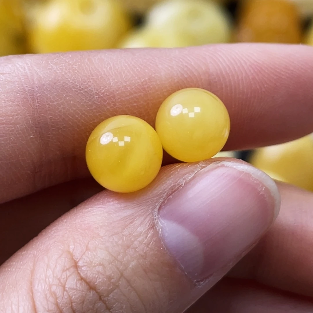 蜜蜡未镶嵌珠宝奇石8.8mm浓蜡对珠 福利款