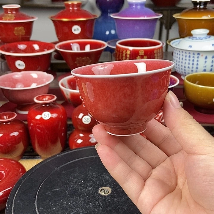 景德镇名陶坊原矿郎红,豇豆红