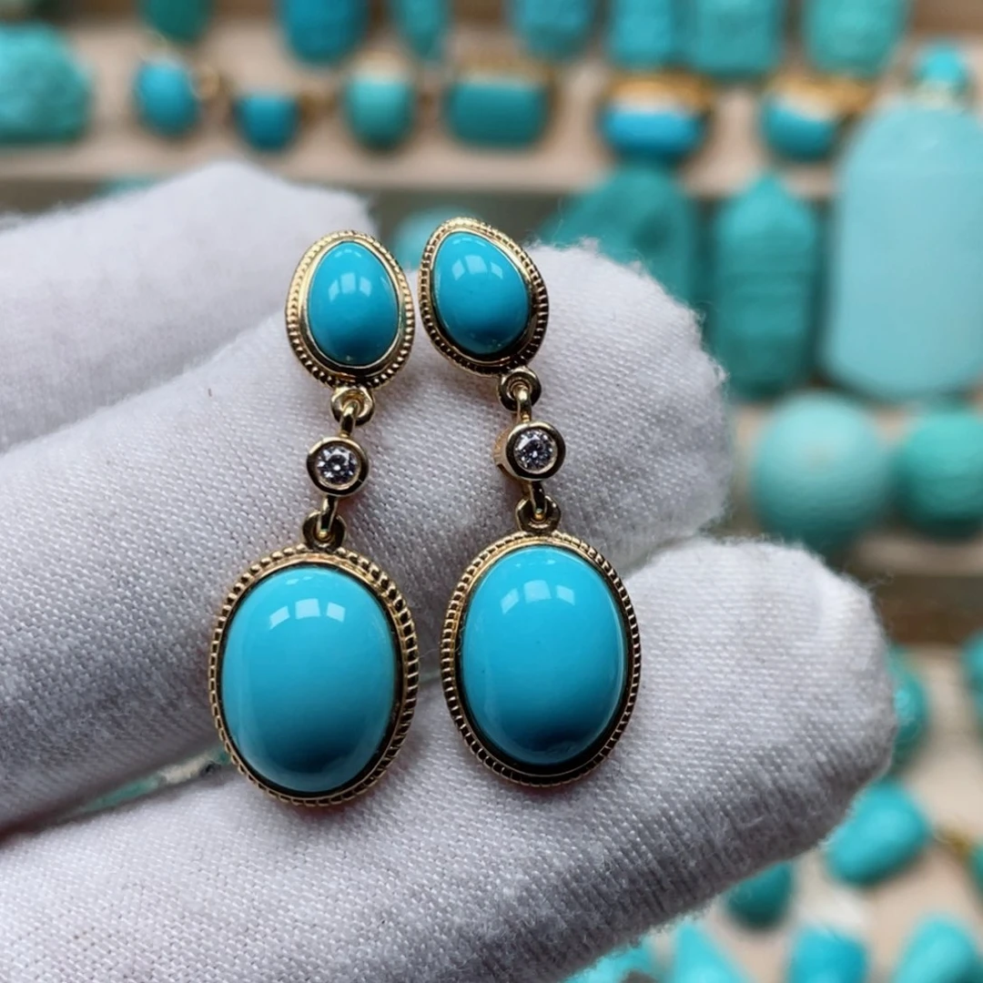 绿松石珠宝奇石18K金镶嵌