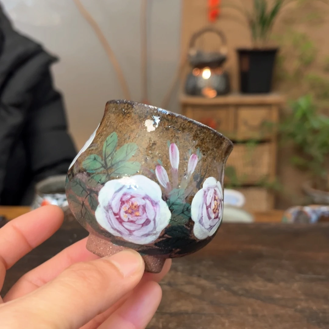 杯景德镇柴烧手绘杯