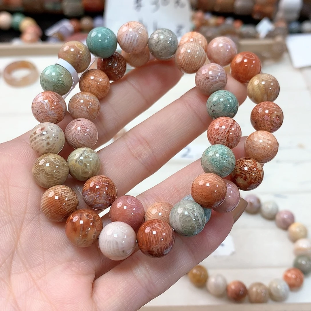 硅化珊瑚（珊瑚玉）手链未镶嵌锦****玉687