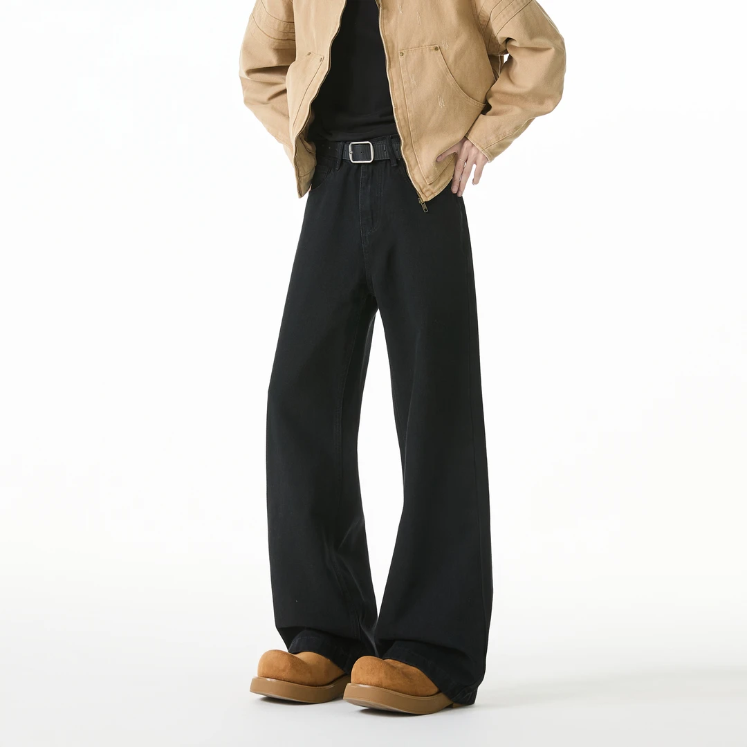 cleanfit微喇牛仔裤男早秋新款美式高街显瘦休闲裤宽松高腰直筒裤