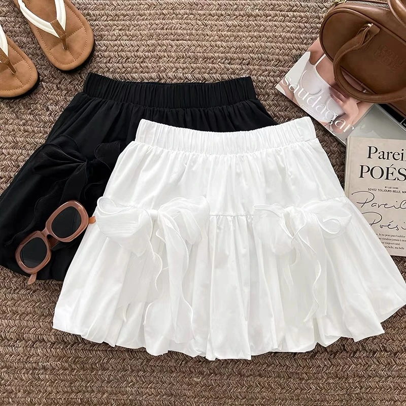 2025夏季新款韩系甜美仙女蝴蝶蓬蓬裙女花苞裙显瘦减龄A字半身裙