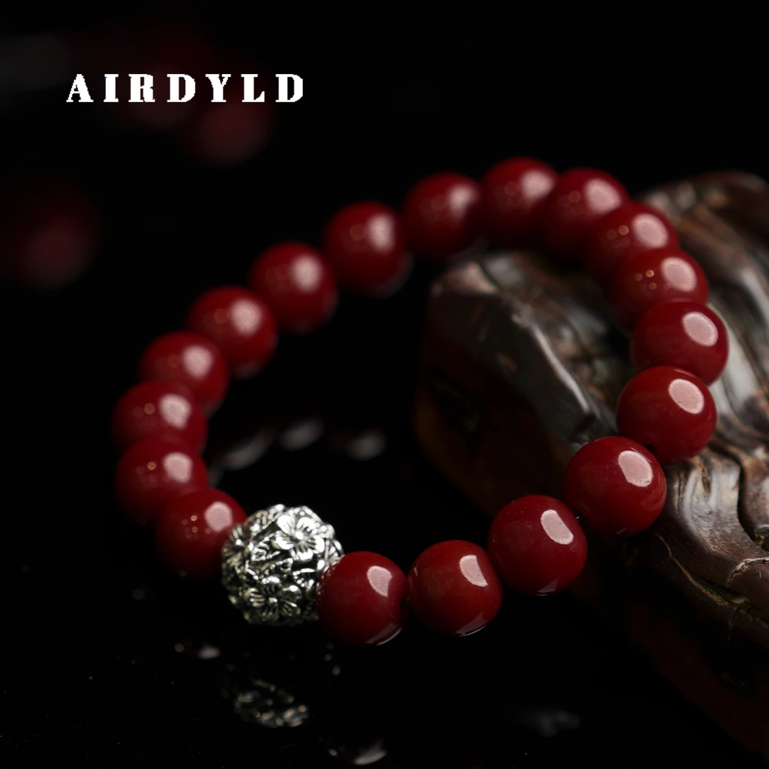 黄铜琉璃手链 【红爵手链】安克拉红时尚百搭素款复古红色手串