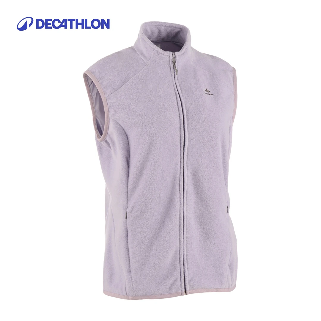 迪卡侬马甲女秋冬保暖摇粒绒背心户外运动开衫12490