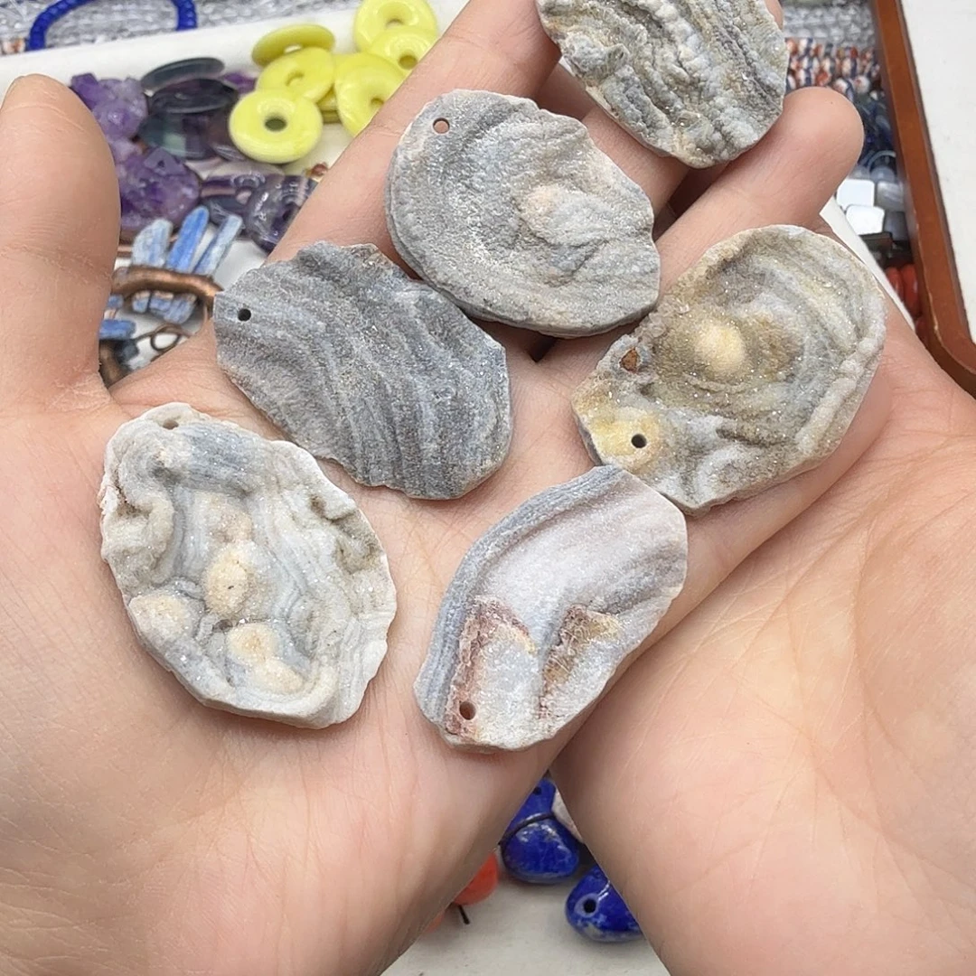 水晶珠宝半成品未镶嵌星空玛恼吊坠一颗