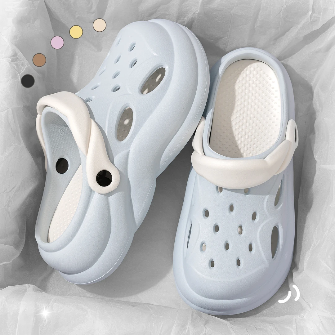 厚底洞洞鞋女款夏季外穿2025新款增高防滑防臭软底包头女士凉拖鞋