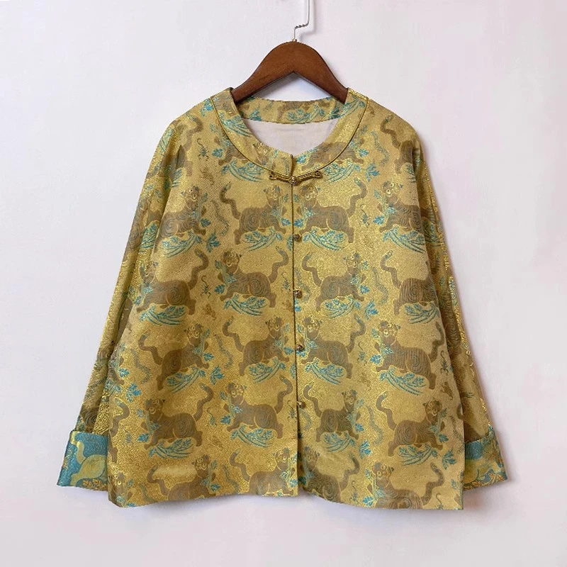 虎镇五毒宋锦外套新中式国风2024秋冬款气质百搭上衣