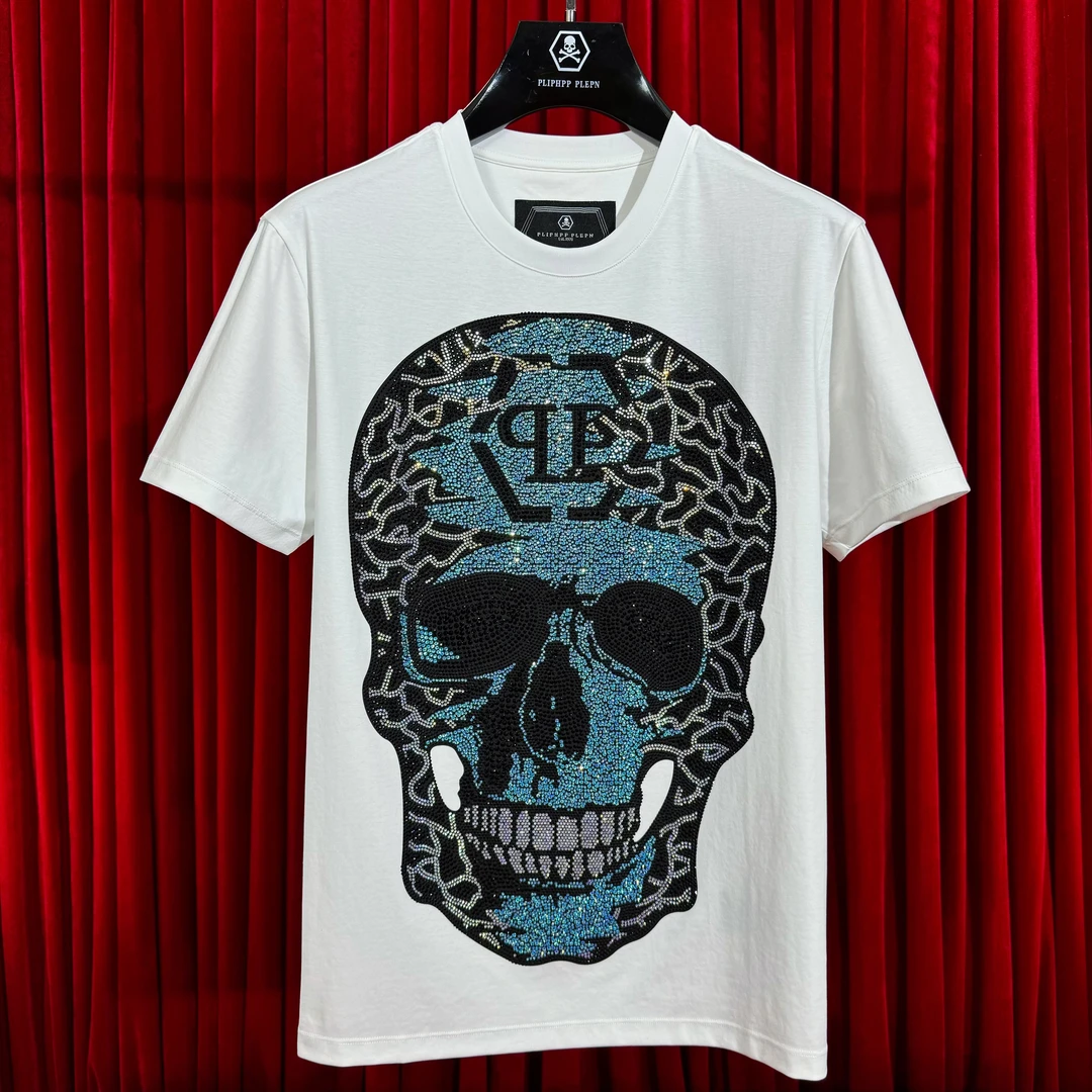 PLIPHPP PLEPN正品2025夏款高奢骷髅头系列高端男士短袖时尚T009