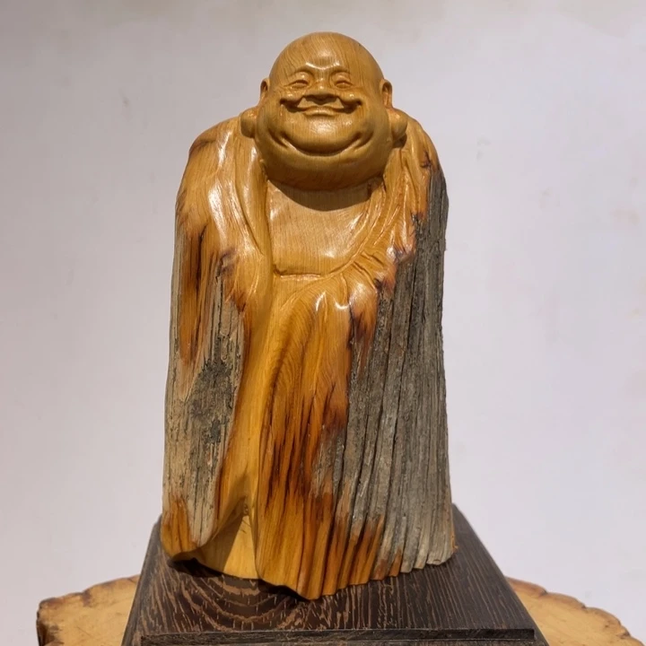 引***斌柏木（崖柏）弥勒摆件