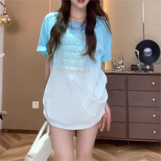 歌如虹25款时尚潮流烫钻体恤（蓝白吊染）