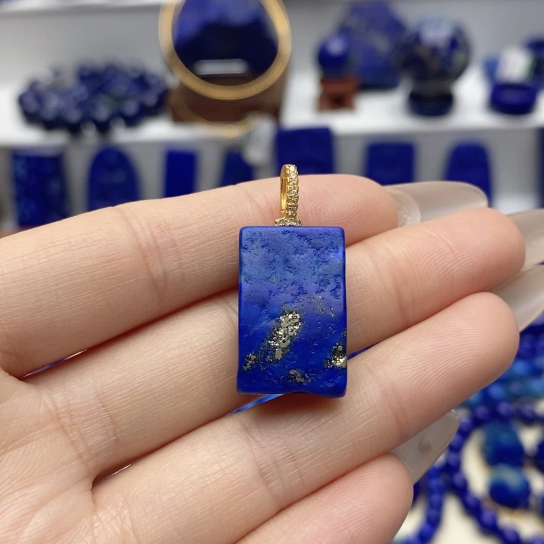 青金石银S925镀金镶嵌颈饰