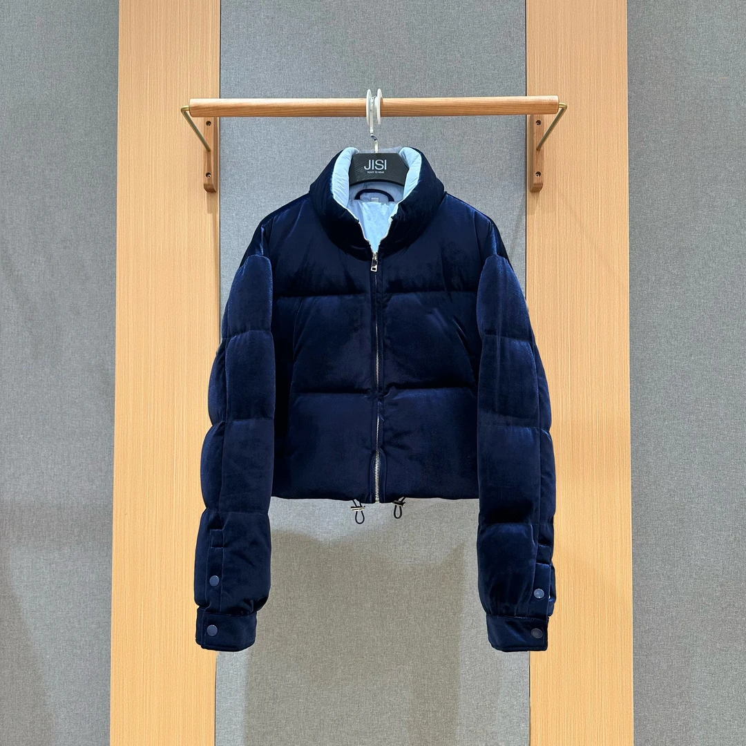 JISI  新冰川蓝金丝绒短款面包服羽绒服外套-YR25739J