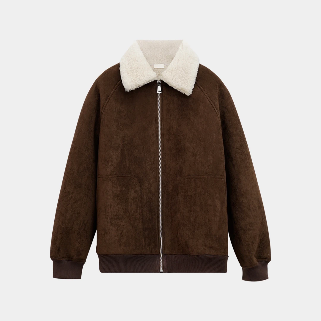 ZHUZHENFEI宽松琥珀流光保暖舒服羔毛长袖连帽卫衣外套Z354116