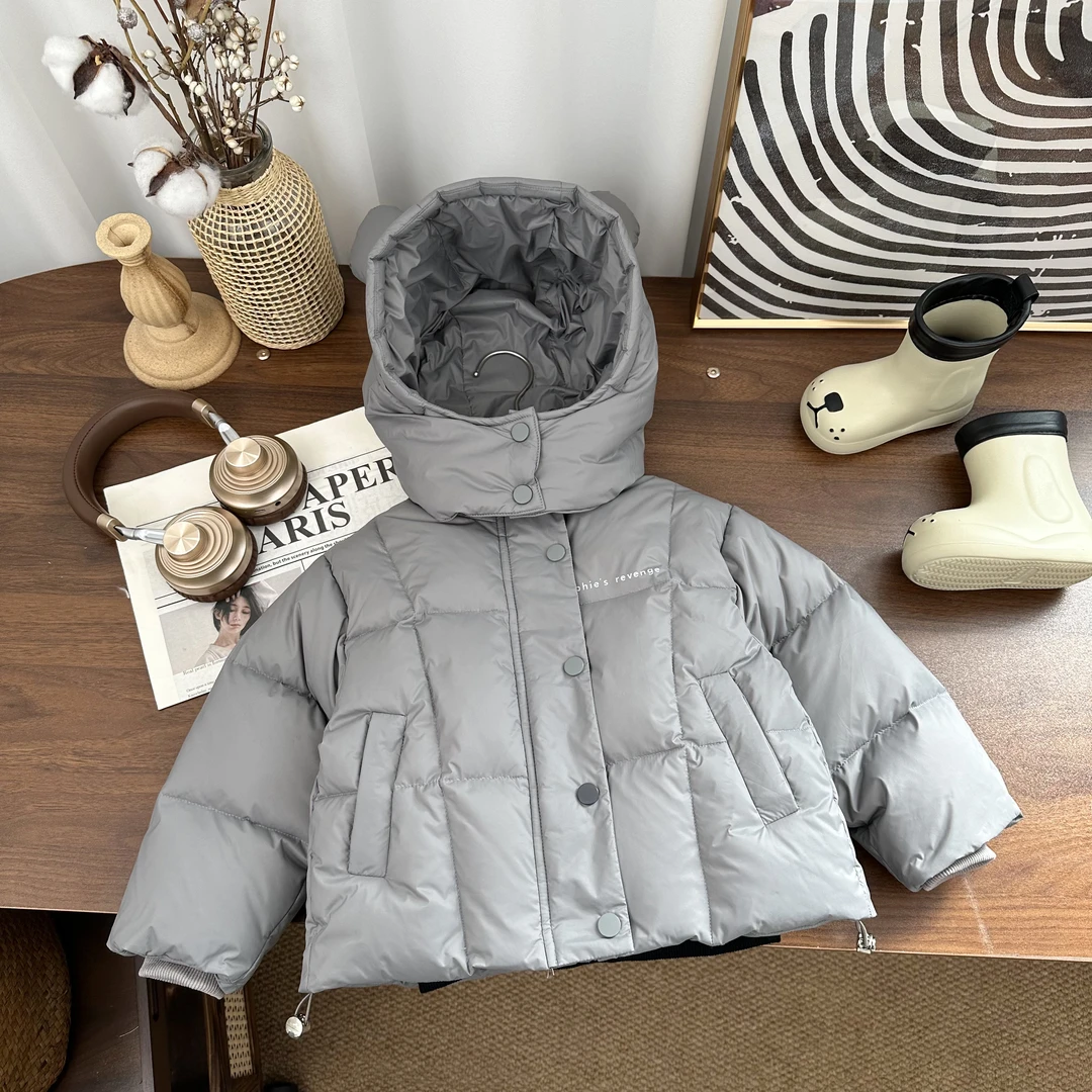 男童冬款羽绒服2024冬季新款男童灰色连帽羽绒服BMD5003