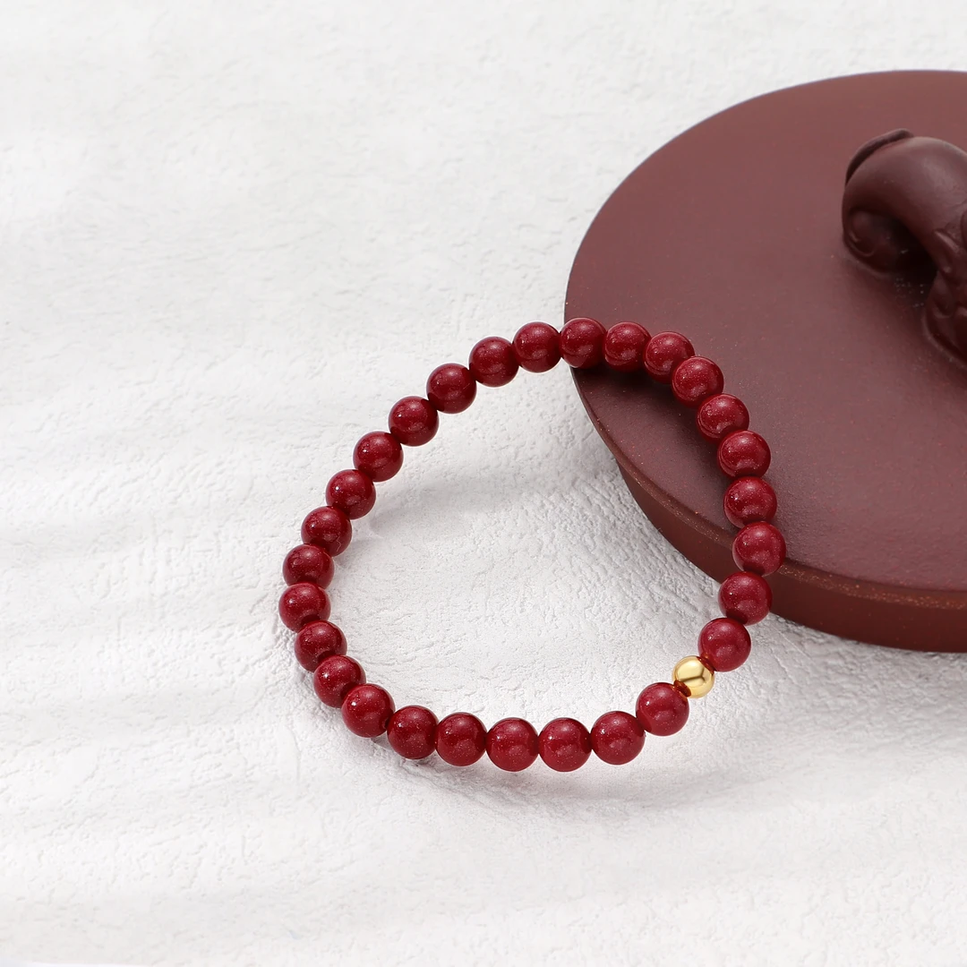 Tender Jinger 含辰砂工艺品天然朱砂手串约6MM