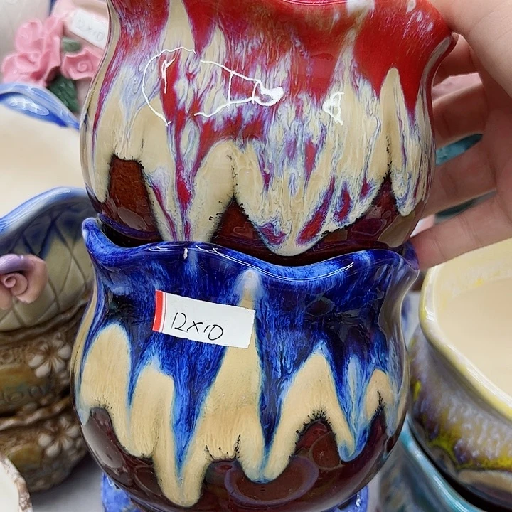 多肉绿植陶瓷花盆9.9包邮，有孔