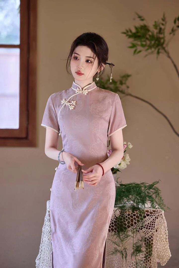 苏州旗袍实体上新提花手工盘扣复古显瘦气质修身优雅苏州上等旗袍