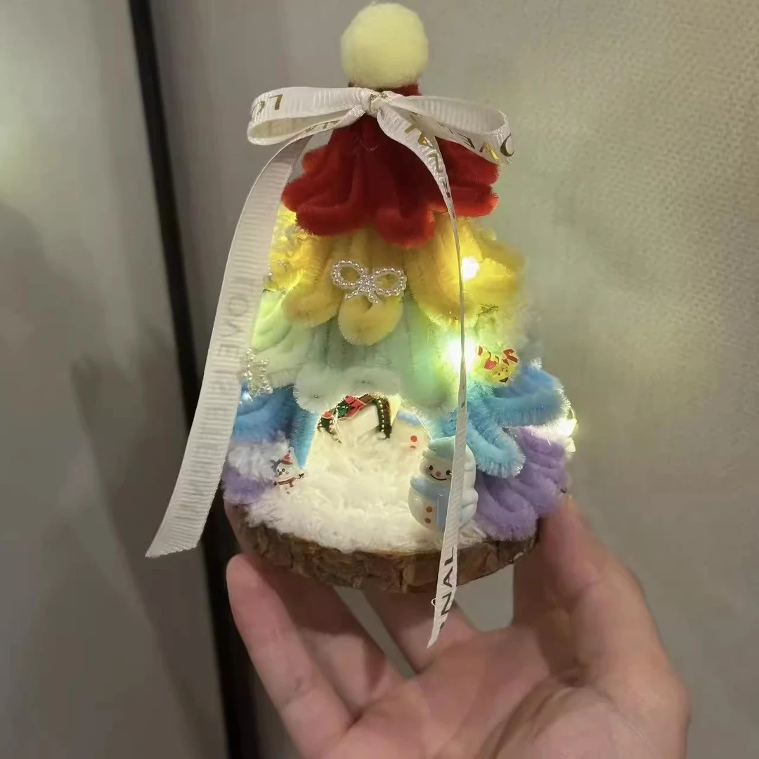 圣诞树扭扭棒材料包DIY手工制作雪人树洞发光小摆件圣诞节礼物cy